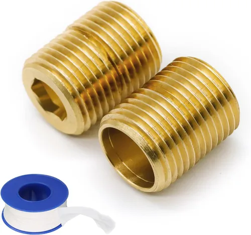 Miniatura 10 de (2 piezas) Adaptador de fontanería de tubo de latón mejorado con junta tórica de goma, 1/2" NPT macho x 1/2" NPT hembra acoplador de montaje