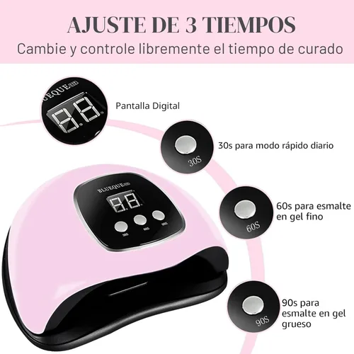 Miniatura 5 de BIGBEAR - Luz UV para uñas, lámpara de uñas UV LED de 48 W para esmalte de gel, secador de uñas rápido con sensor automático, 3 ajustes