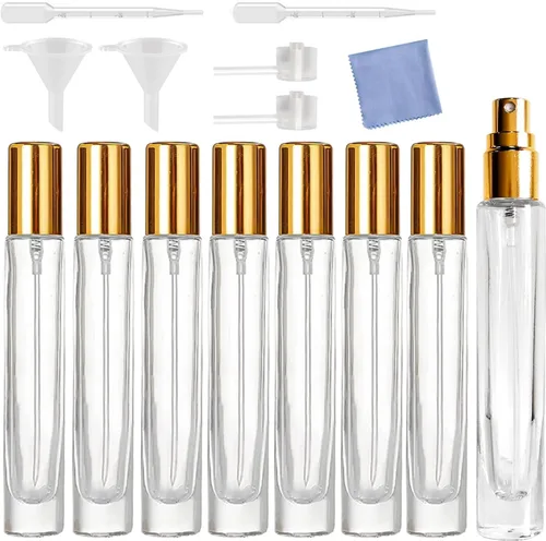 Miniatura 7 de Mini spray de perfume de 0.3 fl oz, botella de vidrio atomizador, botellas de perfume recargables, botella pequeña de spray de niebla fina, botella