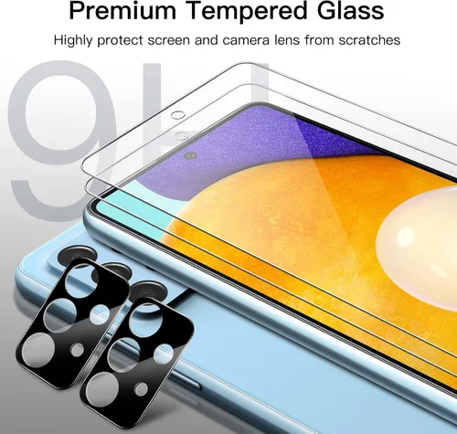 Miniatura 4 de JETech Protector de pantalla para Samsung Galaxy A52 A52 5G A52s 5G con protector de lente de cámara, película de vidrio templado, HD