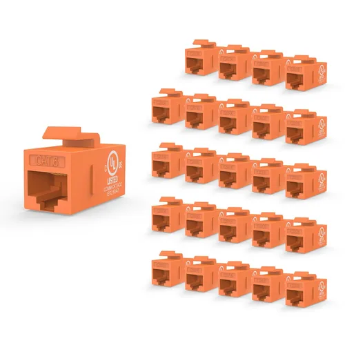Miniatura 9 de VCE Paquete de 25 acopladores Keystone RJ45 CAT6 con certificación UL, acoplador hembra a hembra, acoplador en línea UTP CAT6 Keystone blanco