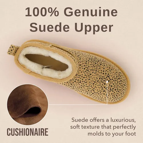 Miniatura 141 de CUSHIONAIRE, Hip 2 - Botas de nieve de gamuza auténtica para mujer, sin cordones, con cómodo forro de piel de oveja sintética + espuma viscoelástica