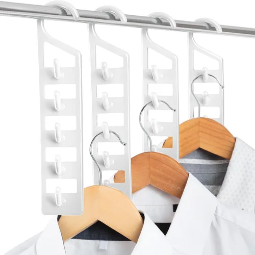 Miniatura 10 de CraftyCrocodile Perchas que ahorran espacio para ropa, paquete de 2, plástico resistente, ahorro de espacio para camisas, pantalones, jeans