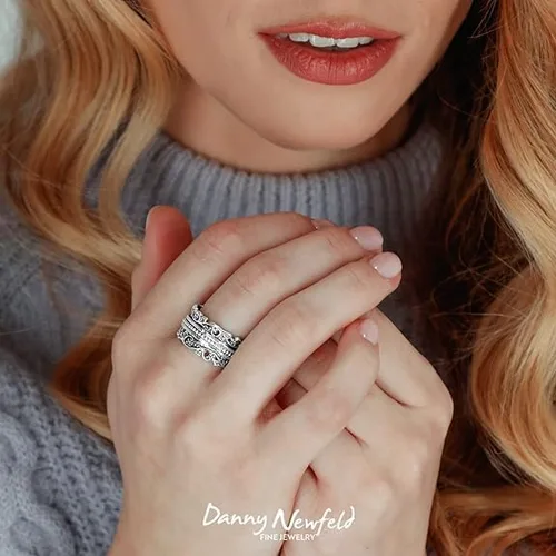 Miniatura 2 de Paz Creations - Anillo giratorio de plata de ley 925 hecho a mano, hipoalergénico, sin níquel ni plomo, fabricado en Israel, plata, oro amarillo