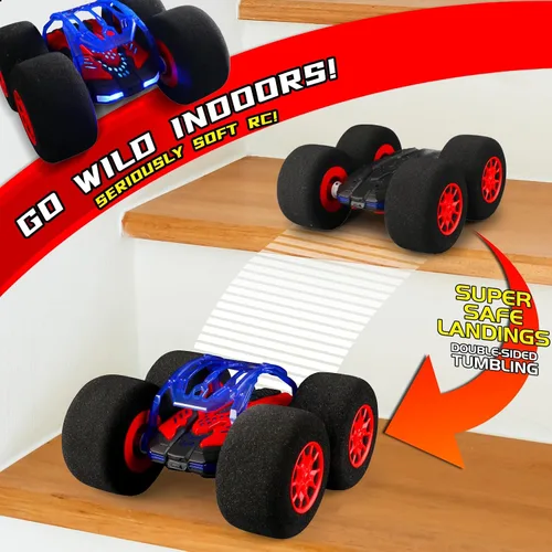 Miniatura 2 de pinkking Coche de control remoto con neumáticos de esponja de gran tamaño, auto RC para interiores y exteriores, 2.4 GHz, vehículo eléctrico de Rojo