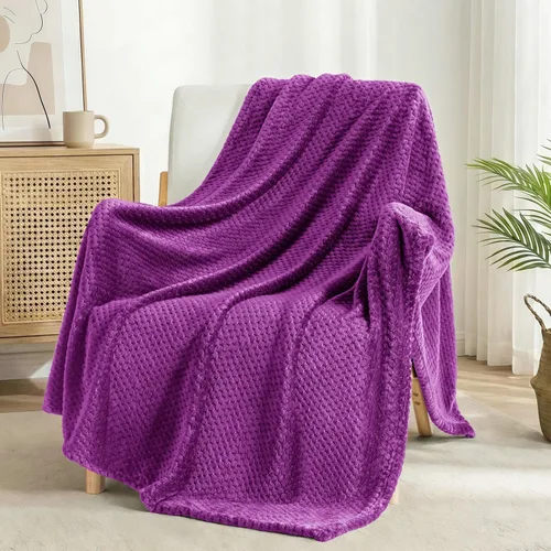 Miniatura 61 de Exclusivo Mezcla - Manta de vellón extragrande para sofá o cama, mantas supersuaves y cálidas con textura de gofre, acogedora, mullida y ligera Azul