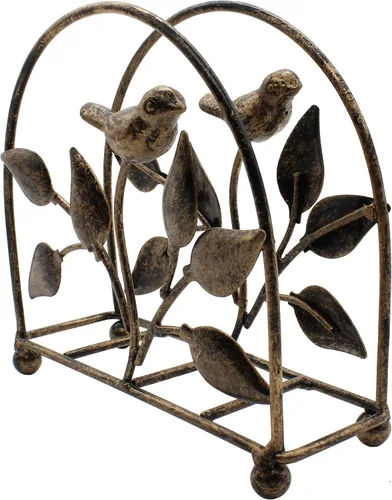 Miniatura 4 de Servilletero clásico de hierro fundido con forma de pájaro y árbol/Dispensador de pañuelos independiente para mesa, bronce