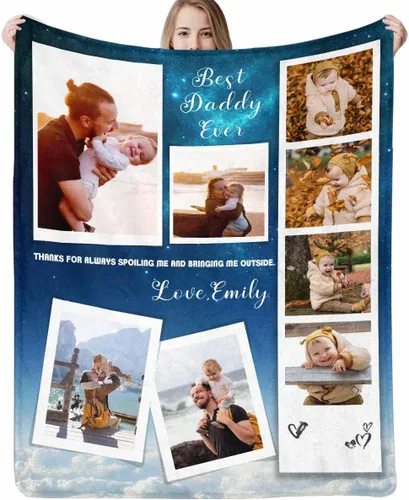 Miniatura 17 de D-Story Manta personalizada con fotos, manta de fotos personalizada con cualquier texto, manta de forro polar personalizada para cama, sofá