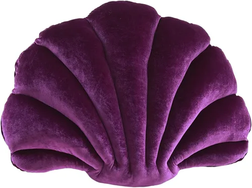 Almohadas de concha 3D, almohadas en forma de concha, cojín decorativo para el suelo, para sofá, cama, hogar, oficina, decoración color morado oscuro