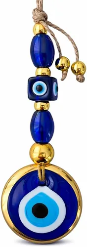 Adorno de decoración de ojo turco de 2.3 pulgadas, color dorado, para colgar en la pared en una caja, dije de protección para el hogar, decoración