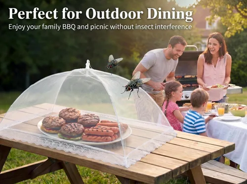 Miniatura 8 de Cubiertas de malla para alimentos para exteriores, 3 extra grandes de 40 x 24 pulgadas, cubierta de malla para alimentos para exteriores, barbacoa