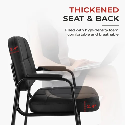 Miniatura 4 de CLATINA Silla de recepción clásica con reposabrazos acolchados y base de trineo, silla ergonómica para invitados para oficina, conferencias, sala