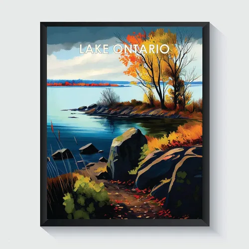 Miniatura 33 de Yellowstone Lake - Póster impreso artístico, ilustración, arte de pared, decoración de paisaje retro, paisaje, obra de arte para decoración de Lago