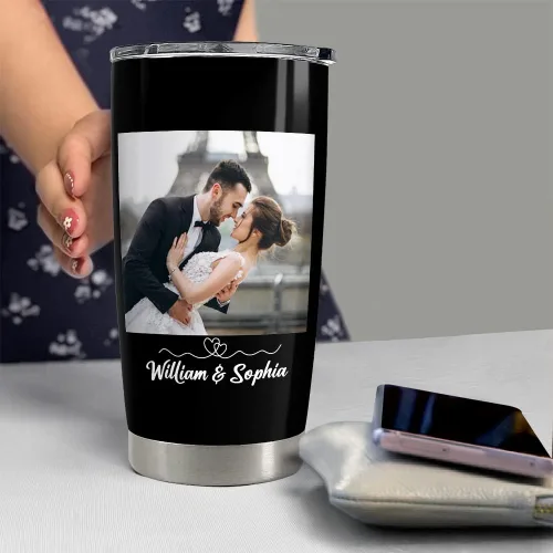 Miniatura 4 de SANDJEST - Vaso personalizado con foto para pareja con mensaje, vasos de 20 y 30 onzas, de acero inoxidable, aislado, para viajes, regalo de Foto 1