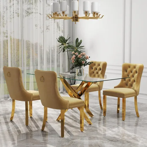 Miniatura 84 de Juego de comedor de 3 piezas con superficie de vidrio transparente, juego de comedor cuadrado minimalista moderno de 36'', juego de mesa de cocina