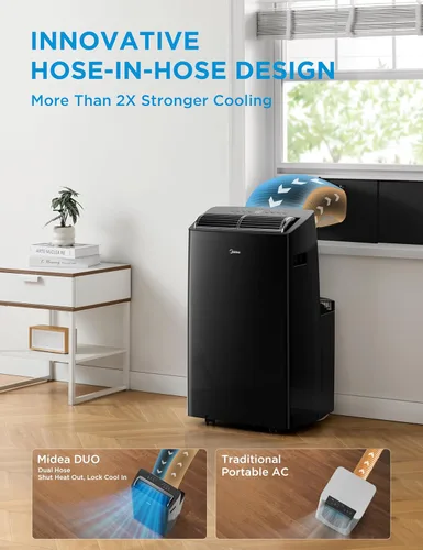 Miniatura 2 de Midea Duo 12,000 BTU (10,000 BTU SACC) Inversor de alta eficiencia, aire acondicionado portátil ultra silencioso, enfría hasta 450 pies cuadrados