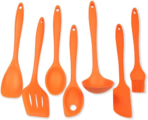 Chef Craft - Juego de utensilios de cocina de silicona de 7 piezas, color naranja (42078)