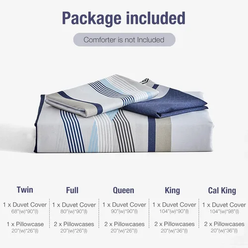 Miniatura 7 de Lekesky Funda de Edredón Bohemia Queen, 3 Piezas Juego de Funda de Edredón a Rayas Azules Ropa de Cama Bohemia Suave Juego de Funda de B: azul oscuro