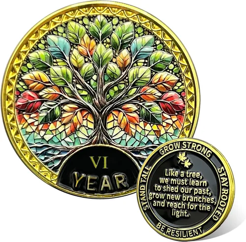 Miniatura 20 de Árbol de la resiliencia Conmemorativa Recuperación de Monedas Adicción a la Recuperación de Monedas NA AA Fichas y Medallones Moneda de desafío