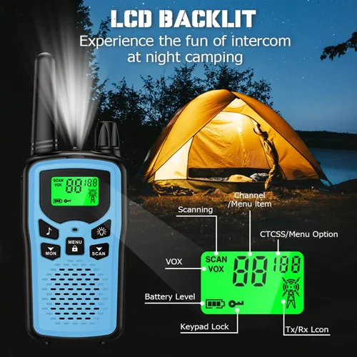 Miniatura 6 de Walkie talkies recargables para adultos walkie talkies de largo alcance, 22 canales FRS de 2 vías radios Walky Talky con linterna LED para escalada