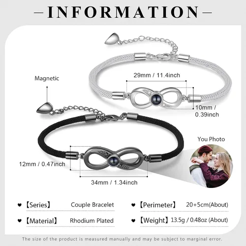 Miniatura 5 de Pulsera personalizada con imagen en el interior, pulsera de proyección de fotos personalizada para parejas, esposa, marido, novia, novio
