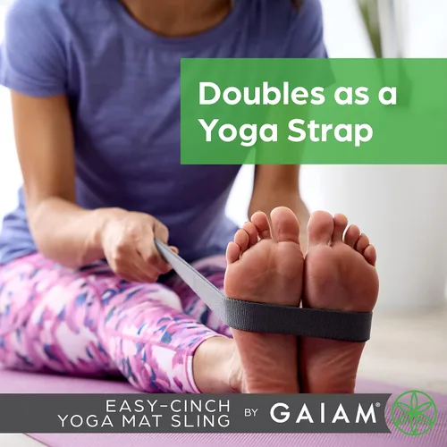 Miniatura 6 de Gaiam Easy-Cinch para colchoneta de yoga - Correa resistente para transportar la colchoneta de yoga con anillos en D de metal para un ajuste seguro