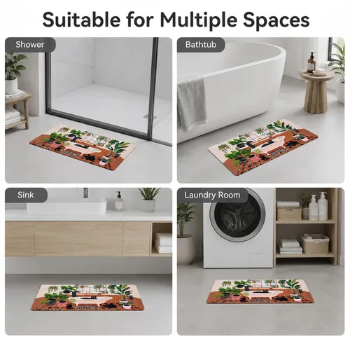 Miniatura 5 de Funny Cat Small Bathroom Rugs Non Slip Super Absorbent Quick Dry Ultra Thin Diatomaceous Earth Bath Mat Boho Cute Fun Black Cats Matisse Diatomite