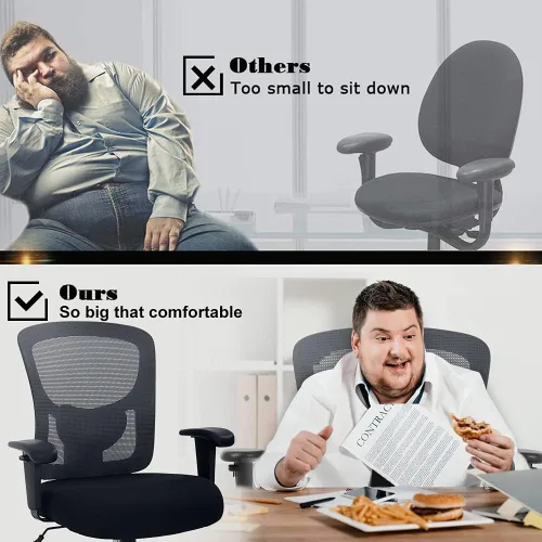 Miniatura 4 de Silla de oficina grande y alta, silla de computadora resistente de 400 libras con soporte lumbar, sillas ergonómicas de malla giratoria de respaldo