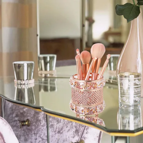 Miniatura 2 de Barelove Organizador de brochas de maquillaje de cristal, vaso de almacenamiento de pinceles para cosméticos, hecho a mano, soporte para lápices