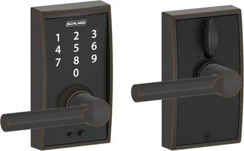 Miniatura 7 de Schlage - Cerradura táctil Camelot con picaporte Accent, cerradura de entrada electrónica sin llave (bronce envejecido, FE695 CAM 716 ACC)