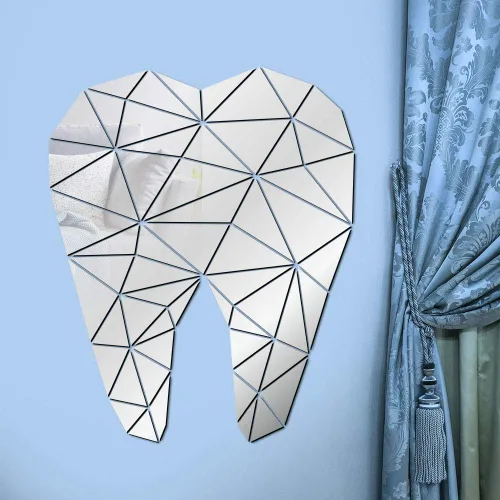 Miniatura 6 de The Geeky Days Pegatinas de pared con espejo acrílico en forma de diente para el cuidado dental, clínica dental, estomatología, arte de pared 3D