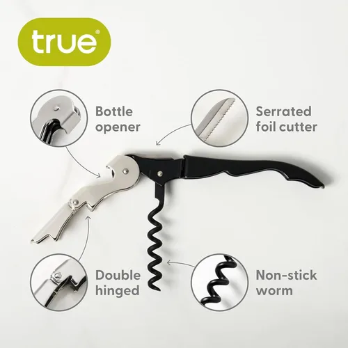 Miniatura 2 de True Truetap - Sacacorchos de camarero con doble bisagra abridor de vinos, abridor de botellas de vino de acero inoxidable con cortador de papel