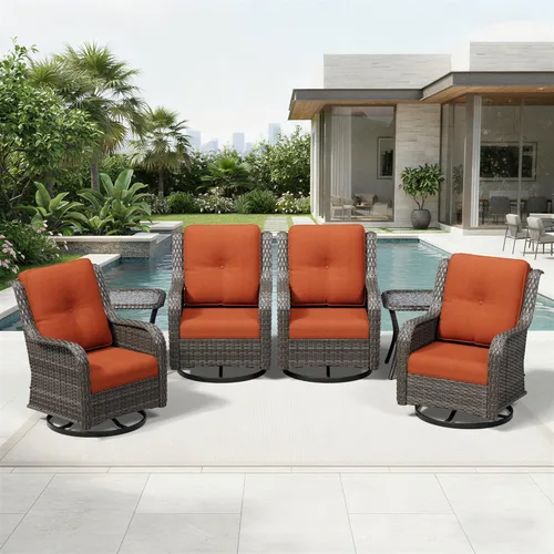 Miniatura 193 de Joyside Juego de sillas de mimbre para patio, juego de 3 piezas de mimbre para exteriores con 2 sillas reposabrazos y 1 mesa auxiliar para terraza