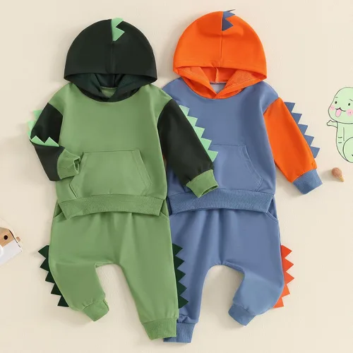 Miniatura 108 de Conjunto de ropa de otoño e invierno para bebé y niño, sudadera larga con capucha y pantalones para niños pequeños, 6, 12, 18, 24 meses, 2T