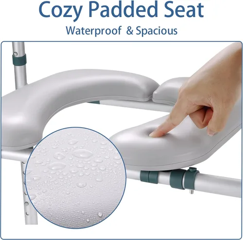 Miniatura 5 de Asiento de inodoro elevado con asas, elevador de asiento de inodoro elegible para personas mayores con altura y ancho ajustables, asiento de inodoro