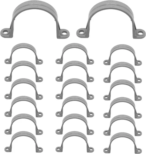 Miniatura 15 de Correa de tubo de PVC de 2 pulgadas, abrazaderas de tubo de conducto de 2 agujeros, soportes de tubería de plástico (gris, 10 piezas)