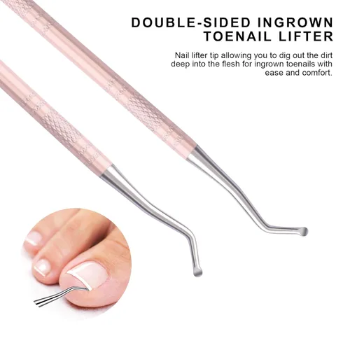 Miniatura 2 de Teenitor Herramientas de pedicura para pies, lima y levantadores de uñas, kit de eliminación de uñas encarnadas para aliviar el dolor (rosa)