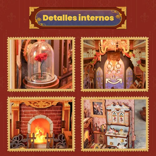 Miniatura 6 de Tonecheer - Kit de manualidades para rincón de lectura DIY para adultos, rompecabezas de madera 3D en miniatura con libro de música, casa