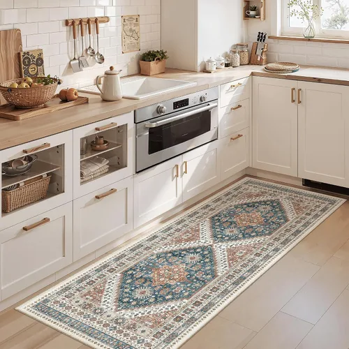 Miniatura 278 de Madane Tapete lavable de 2 x 10 pies para pasillo, cocina, recibidor, clásico, suave, antideslizante para interiores, casa de campo, baño, sala