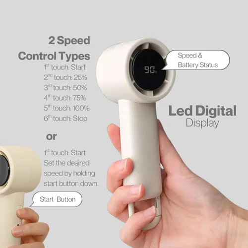 Miniatura 4 de Mini ventilador de mano turbo portátil, recargable, velocidad ajustable de 1 a 100 USB, ventilador de bolsillo de refrigeración USB, ligero