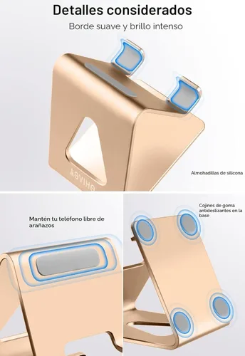 Miniatura 2 de Aoviho Soporte de teléfono celular de escritorio, soporte de aluminio para iPhone 17 16 15 14 13 12 pro Mini 11 X Xs max 8 7 6 6s Plus SE Samsung