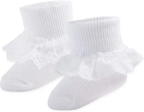 Miniatura 11 de Calcetines para bebé niña con ojales, calcetines de encaje triple con volantes, calcetines con puño retorcido, 2/3/5 pares, calcetines de tobillo