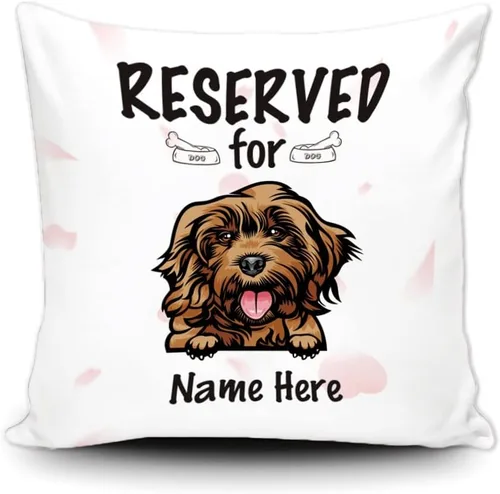 Miniatura 9 de Funda de almohada personalizada reservada para el perro, Cavalier King Charles Spaniel cachorro, funda de almohada de lona blanca para decoración
