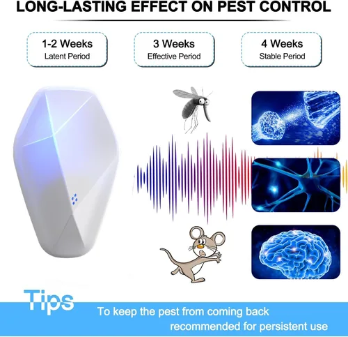 Miniatura 2 de Ariie - Repelente eléctrico de plagas, repelente ultrasónico de insectos para uso en interiores, dispositivo de control de plagas para roedores