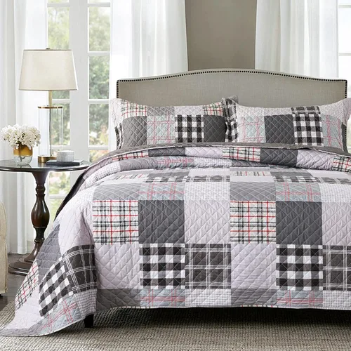Miniatura 57 de Travan Juego de Edredón de 3 Piezas Tamaño King Colcha Acolchada Ligera Juego de Cubrecama Reversible con Estampado Floral Juego de Ropa de Cama