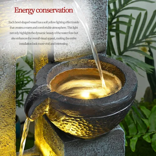 Miniatura 4 de Fuente de agua para jardín, 40 pulgadas, fuente de agua para uso al aire libre en patio, jardín, patio trasero y decoración del hogar Gris1