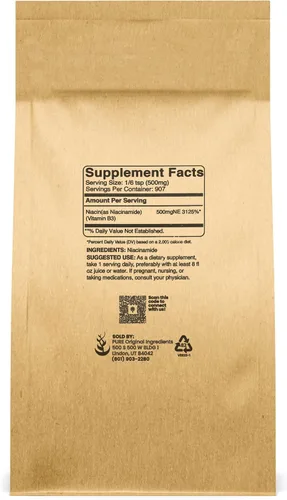 Miniatura 2 de Ingredientes Originales Puros Niacinamida (454g) Vitamina B3, Sin Enrojecimiento, Sin Gluten