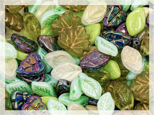 Miniatura 36 de 2.1 oz (60 g) de mezcla de cuentas focales de vidrio con flores, cuentas checas de cristal talla de mesa y pulido con fuego, PG Verde Verde focal