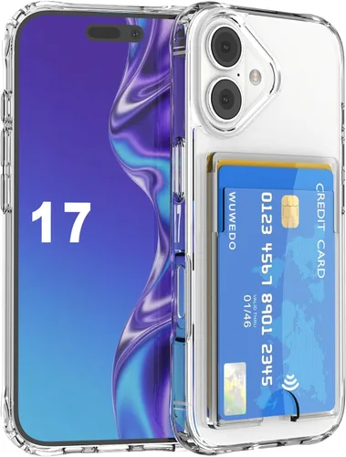 Miniatura 14 de 【Actualización】 Funda tipo cartera transparente para iPhone 13, antiamarilleo, delgada, parachoques de TPU + funda trasera de policarbonato con 2