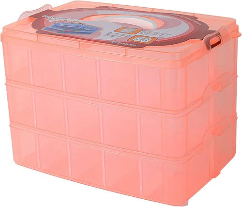 Miniatura 8 de Sooyee Contenedor de almacenamiento apilable de 6 capas, transparente, 60 compartimentos ajustables, compatible con juguetes pequeños, artes